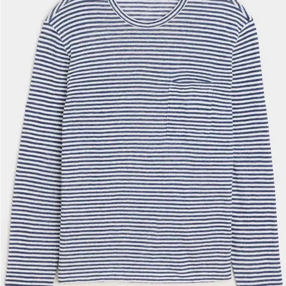 Todd Snyder Navy and White Striped Long Sleeve Tee